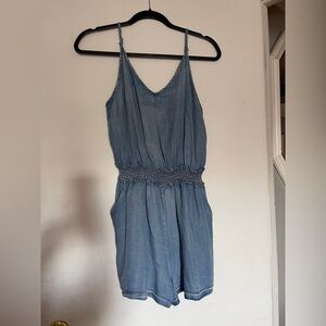She + Sky Blue Denim Romper lightweight
